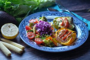 Quick Salad Seafood & Fish with Cauliflower Rice Low-Carb Recipe CarbWise low-carb healthy food